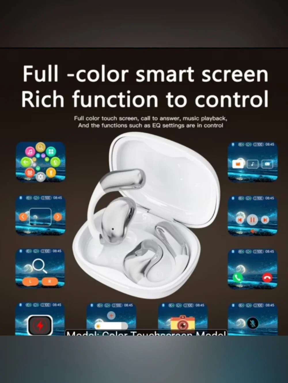 AI Translation Wireless Earbuds w/ Touchscreen Case – Real-Time Translator Bluet